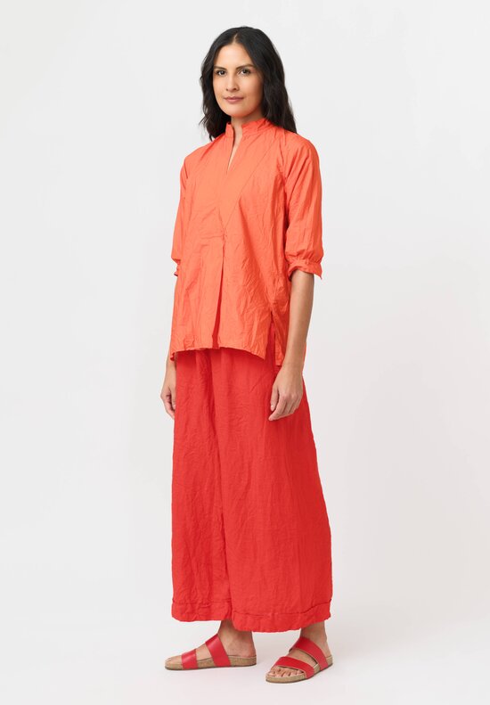 Daniela Gregis Washed Linen Pigiama Tasche Pants in Arancio Red