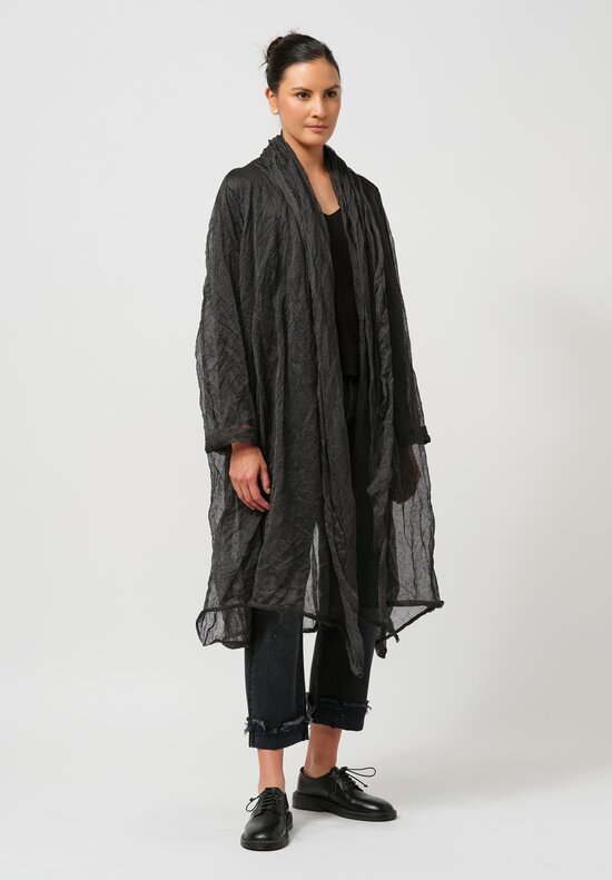 Rundholz Knitted Metal Duster Coat in Black Melange