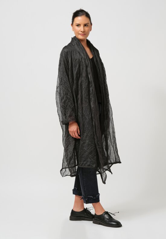 Rundholz Knitted Metal Duster Coat in Black Melange