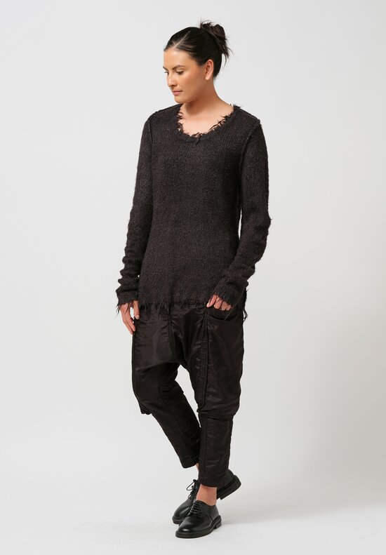 Rundholz Fitted Silk Pullover Sweater in Black