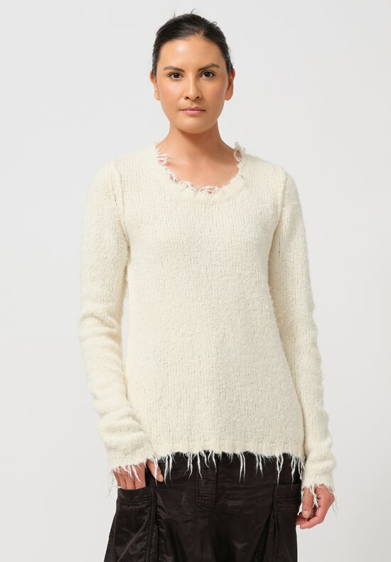 Rundholz Fitted Silk Pullover Sweater in Galaxy Cream