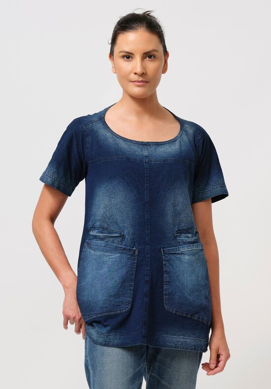 Rundholz DIP Cotton Multi-Pocket Top in Stonewash Indigo