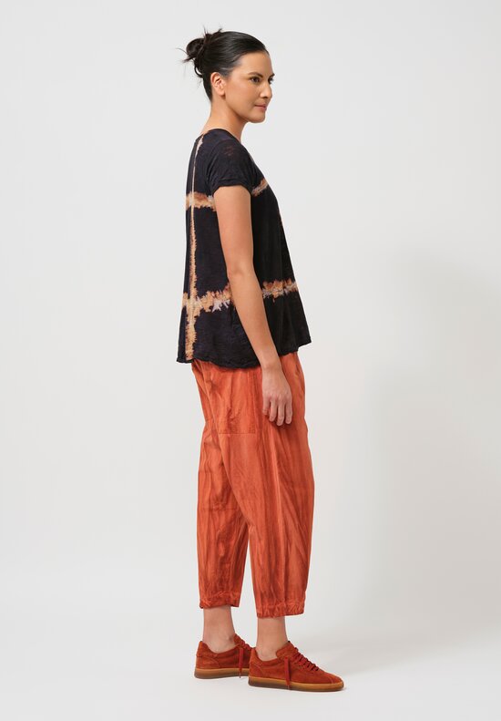 Gilda Midani Washed Cotton Bow Pants in Rust Orange