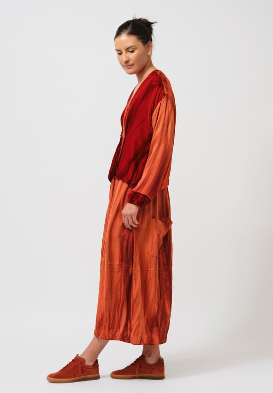 Gilda Midani Pattern-Dyed Cotton Y-Skirt in Flame Orange