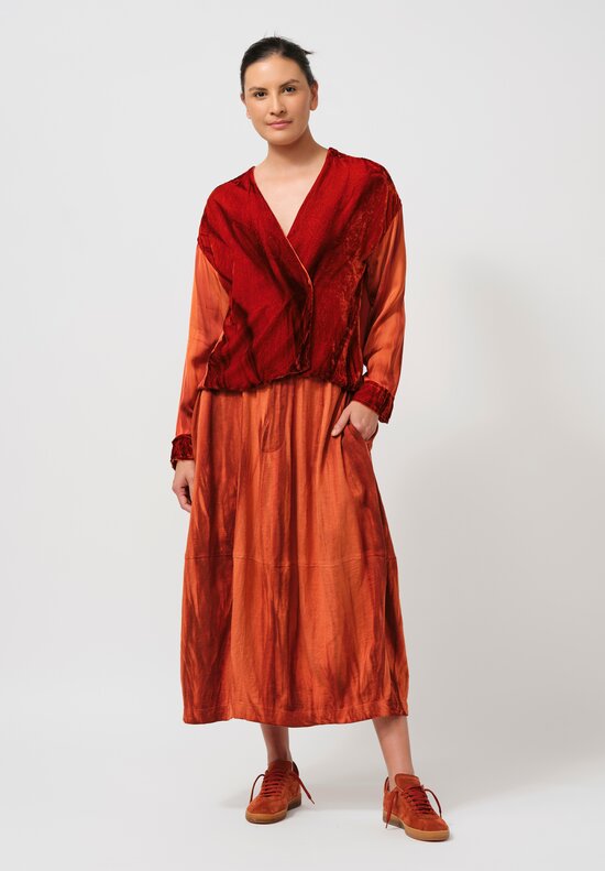 Gilda Midani Pattern-Dyed Cotton Y-Skirt in Flame Orange