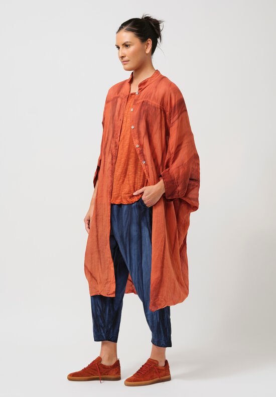 Gilda Midani Pattern-Dyed Linen Square Tunic in Flame Orange