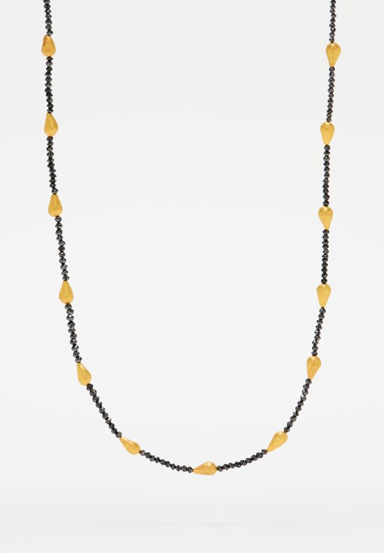 Ara Collection 24K Teardrop & Black Diamond Necklace