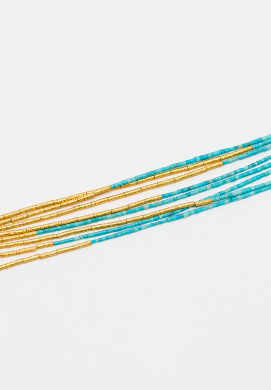 Ara Collection 24K & Turquoise 8 Strand Waterfall Necklace