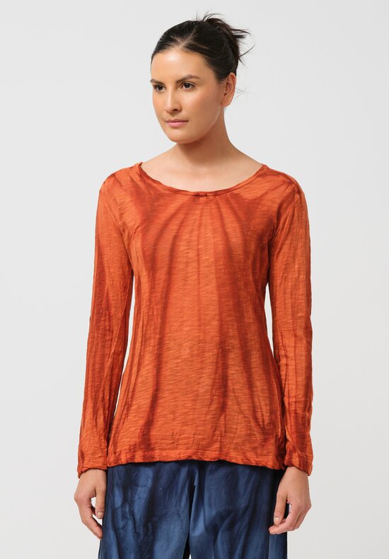 Gilda Midani Cotton Long Sleeve Top in Flame Orange