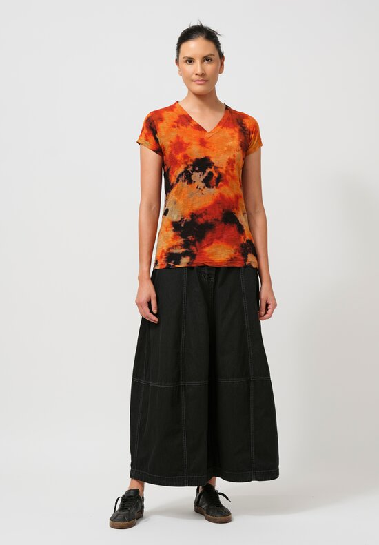 Gilda Midani Pattern-Dyed New Japa T-Shirt in Ember Orange