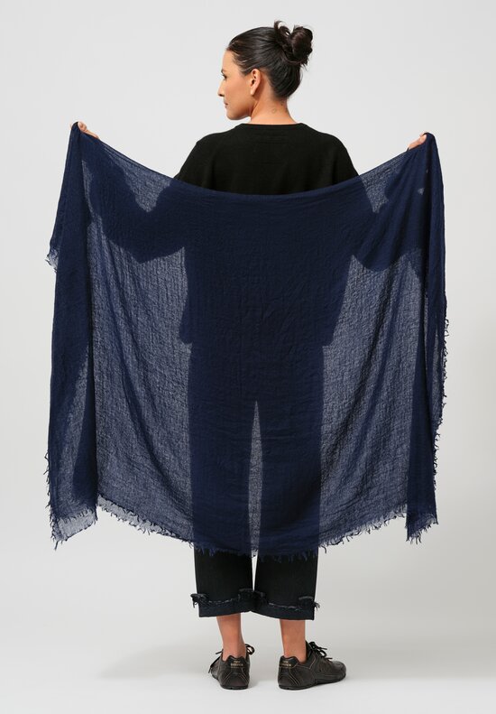 Frenckenberger Woven Cashmere Medium Scarf in Navy Blue