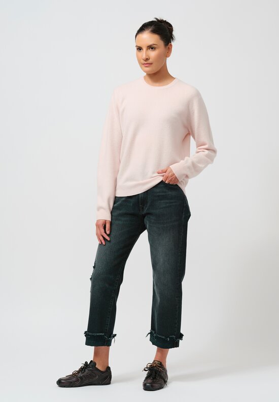 Frenckenberger Cashmere Mini R-Neck Sweater in Light Pink