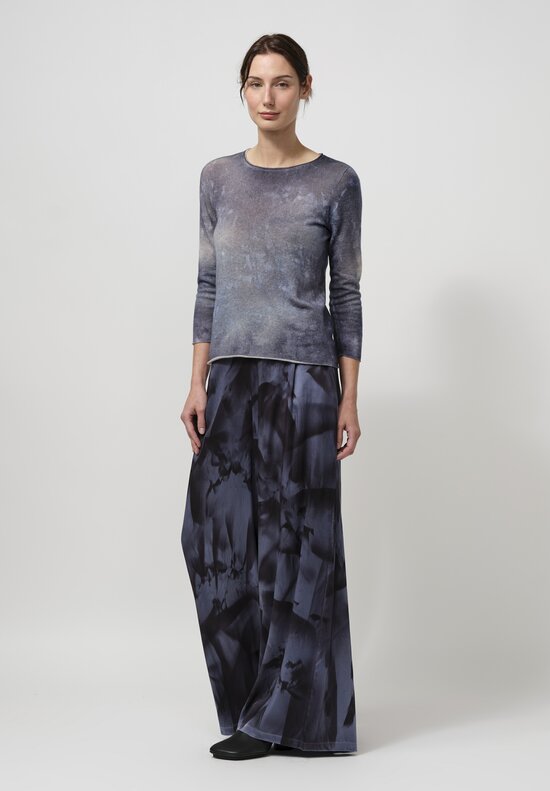 Avant Toi Silk Sfumature Palazzo Pants in Nero Titanium Blue