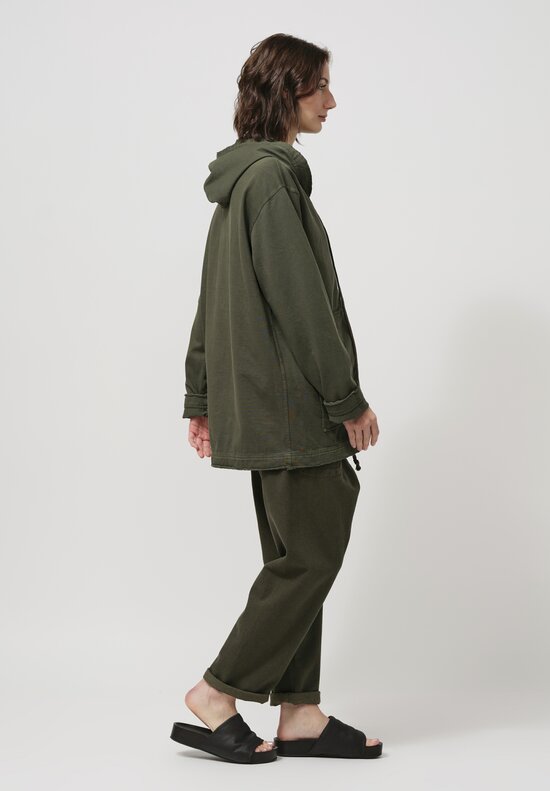 Uma Wang Cotton Hooded Jacket in Olive Green