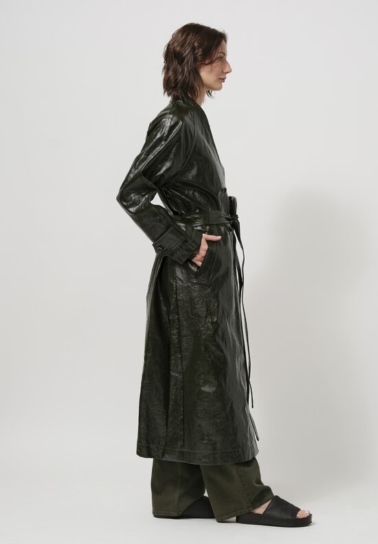 Uma Wang Carina Trench Coat in Hunter Green