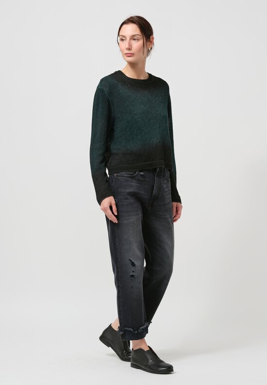 Avant Toi Linen Knitted Pullover in Nero, Verde Frame