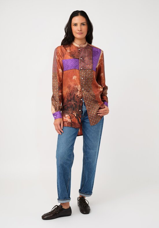 Pierre-Louis Mascia Silk Camicia Manica Lunga Shirt in Butterfly Geometry