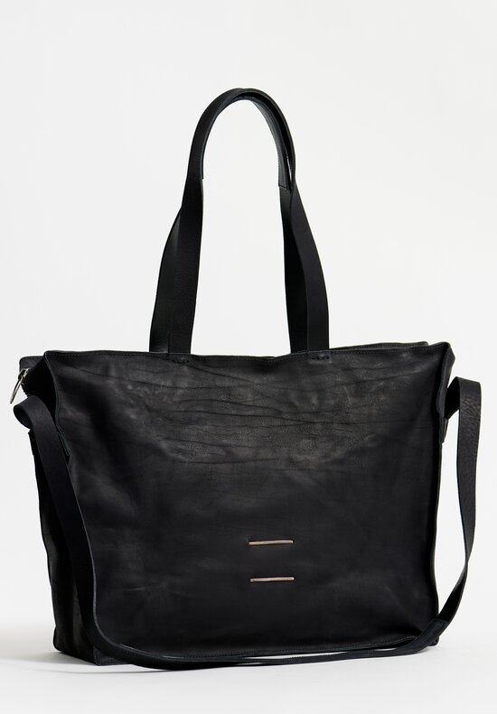 Daniele Basta Leather Teorema Trapezoid Staple Bag in Black