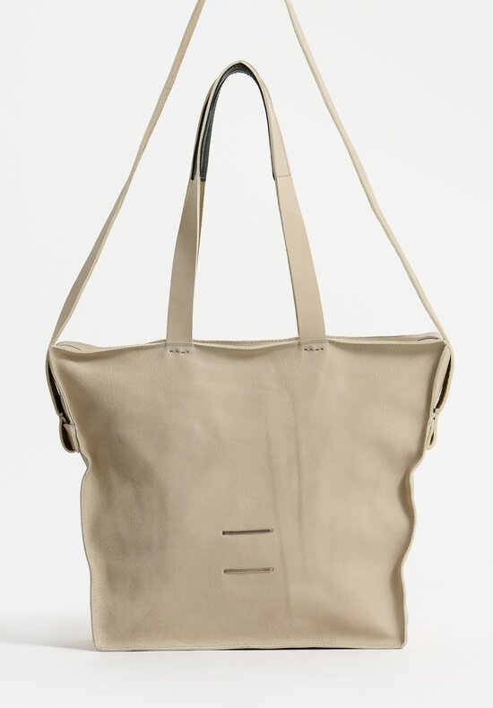 Daniele Basta Leather Teorema Trapezoid Staple Bag in Stone Cream