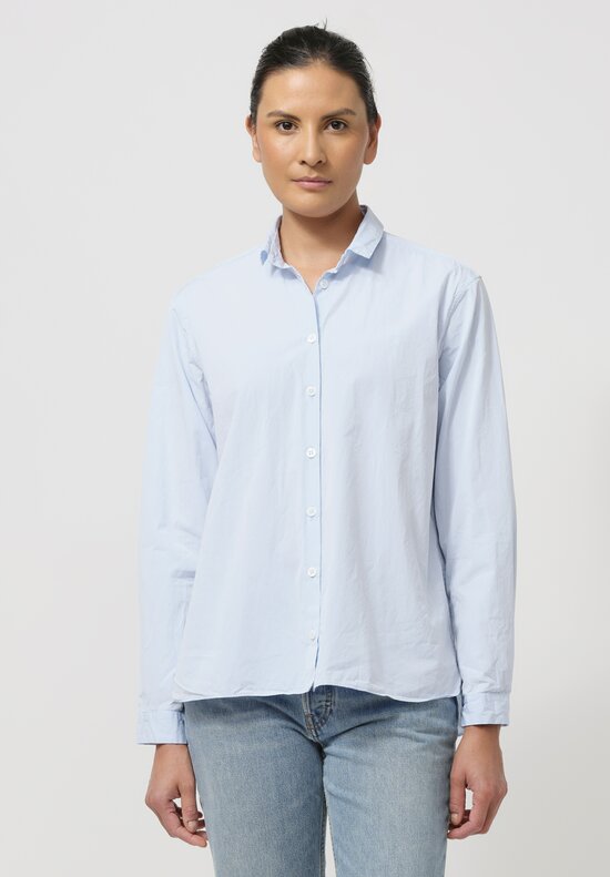 Bergfabel Washed Paper Cotton Loose Tyrol Shirt in Azure Blue