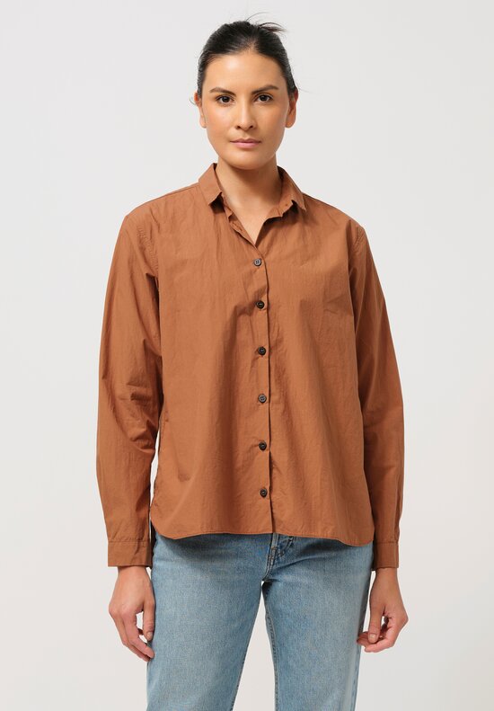 Bergfabel Washed Paper Cotton Loose Tyrol Shirt in Ground Brown