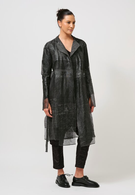 Rundholz Lacquered Cotton Gauze Duster in Asteroid Black