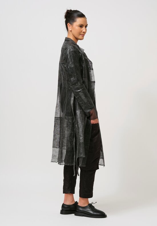 Rundholz Lacquered Cotton Gauze Duster in Asteroid Black