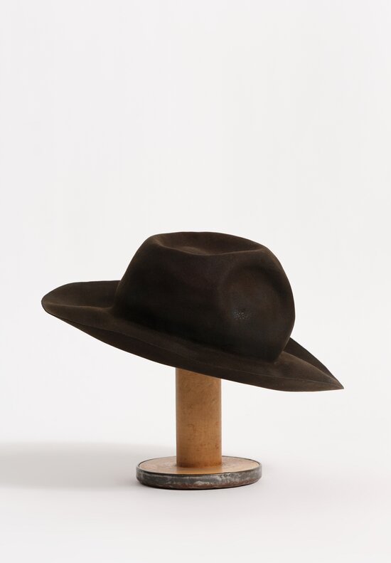 Horisaki Design & Handel Hard Burnt Beaver Fur Felt Curved Wide Brim Hat