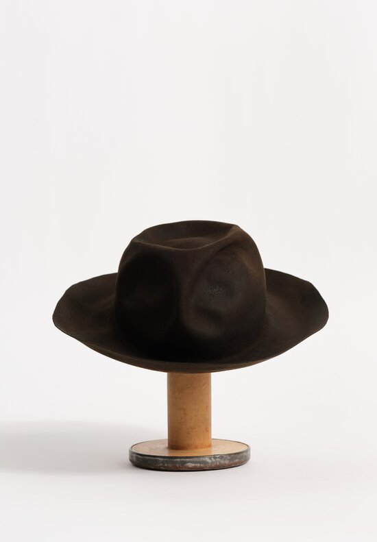 Horisaki Design & Handel Hard Burnt Beaver Fur Felt Curved Wide Brim Hat
