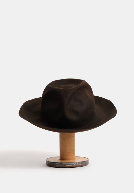 Horisaki Design & Handel Hard Burnt Beaver Fur Felt Curved Wide Brim Hat