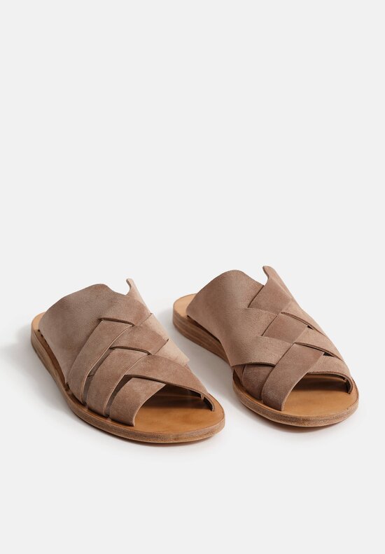 Officine Creative Suede Itaca Crossed Sandals in Orice Natural