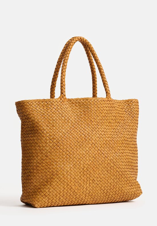 Officine Creative Woven Leather Large Class Tote Bag in Mustard