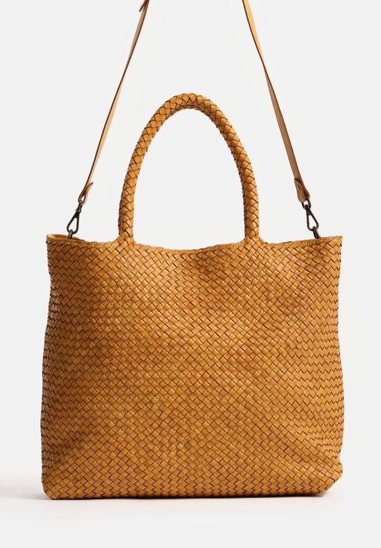 Officine Creative Woven Leather Large Class Tote Bag in Mustard