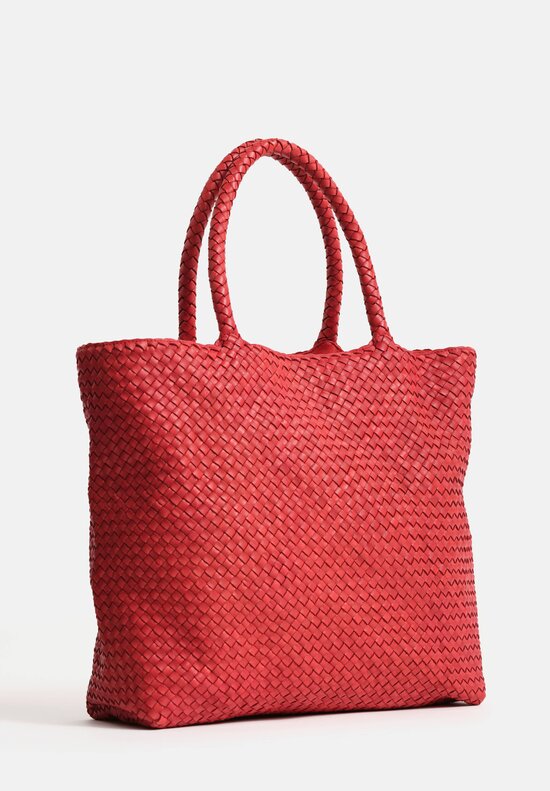 Officine Creative Woven Leather Large Class Tote Bag in Coral Red
