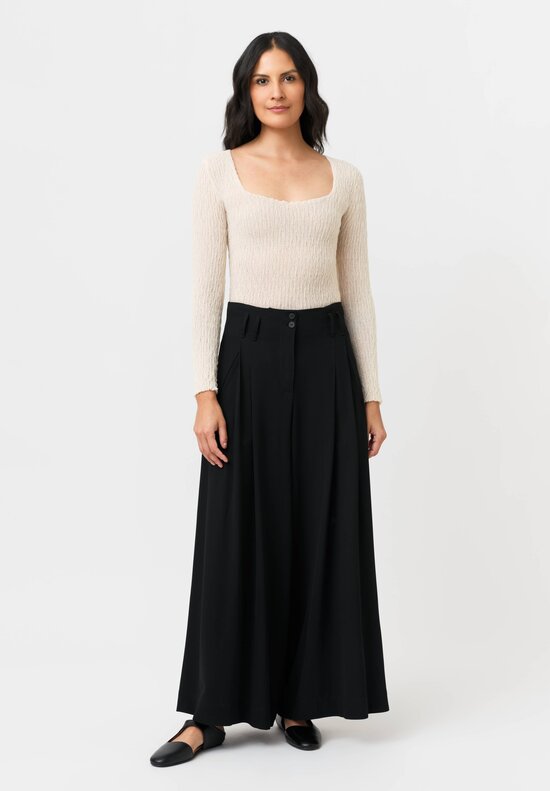 Isabel Benenato Pleated Wide Leg Pants in Black