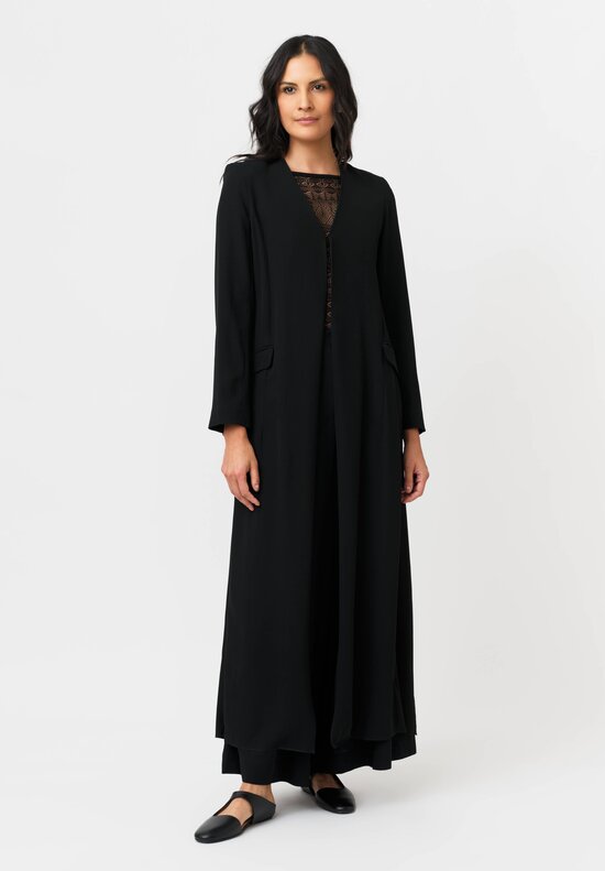 Isabel Benenato Structured V-Neck Duster Jacket in Black