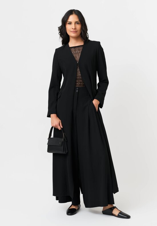 Isabel Benenato Structured V-Neck Duster Jacket in Black