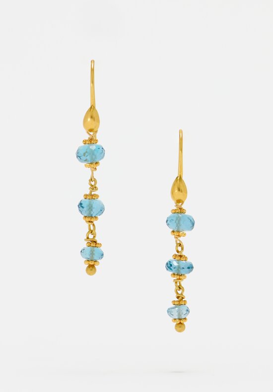 Greig Porter 18k Starbursts & London Blue Topaz Dangle Earrings