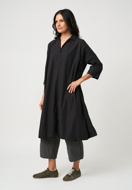 Album di Famiglia Tissue Cotton Vareuse Shirt Dress Black