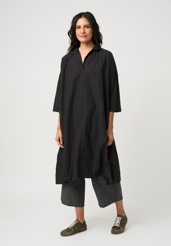 Album di Famiglia Tissue Cotton Vareuse Shirt Dress Black