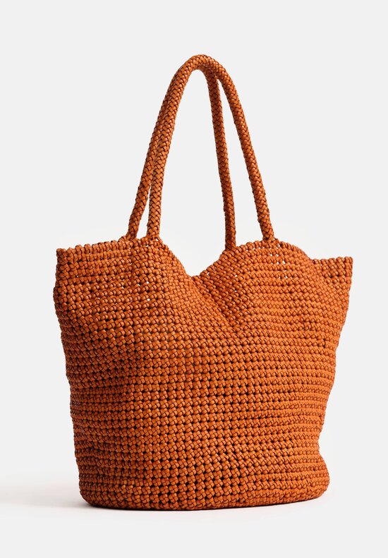 Officine Creative Button Weave Leather Large Tote in Russet Orange