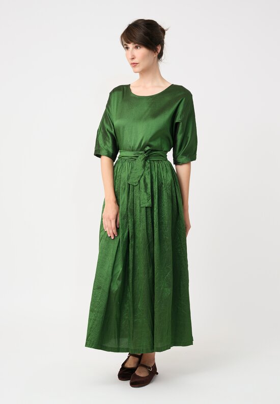 Christian Peau Silk Dress in Emerald Green