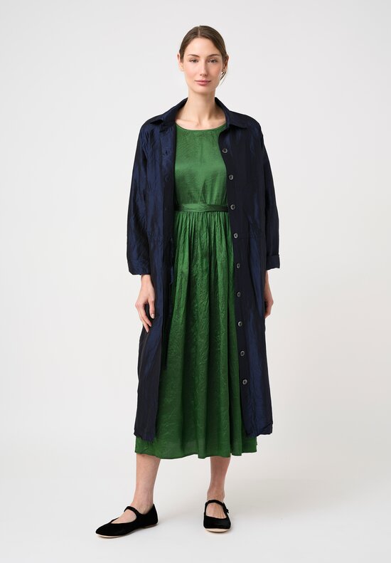 Christian Peau Silk Short Sleeve Dress in Emerald Green