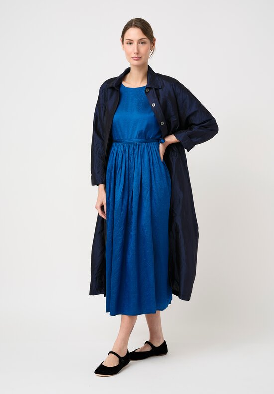 Christian Peau Silk Short Sleeve Dress in Ocean Blue