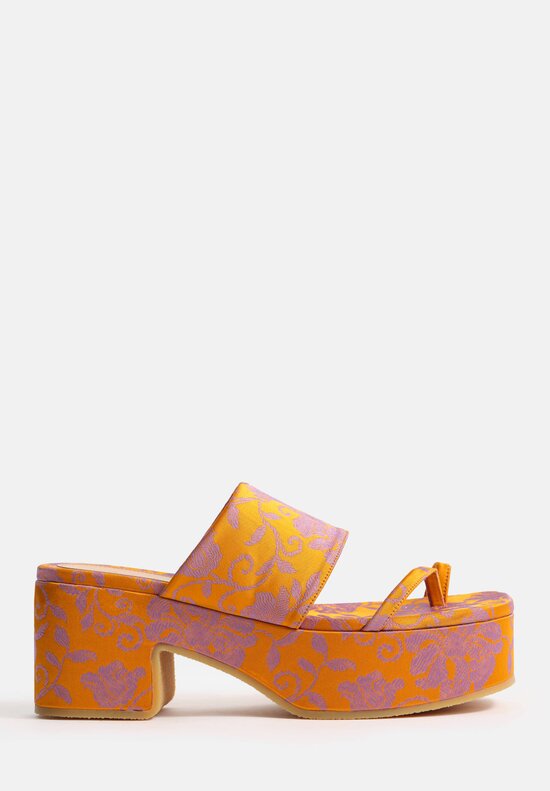 Dries Van Noten Jacquard Platform Sandals in Tamarind & Lilac
