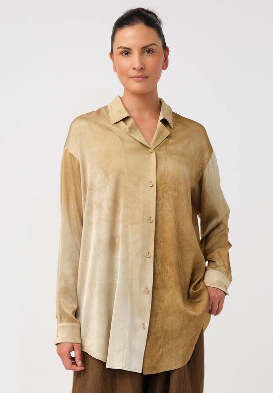 Uma Wang Silk Tyesha Button-Down Top in Buttercream