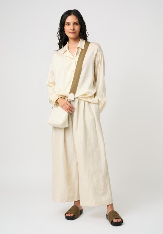 Uma Wang Silk Tyesha Button-Down Top in Creamy White