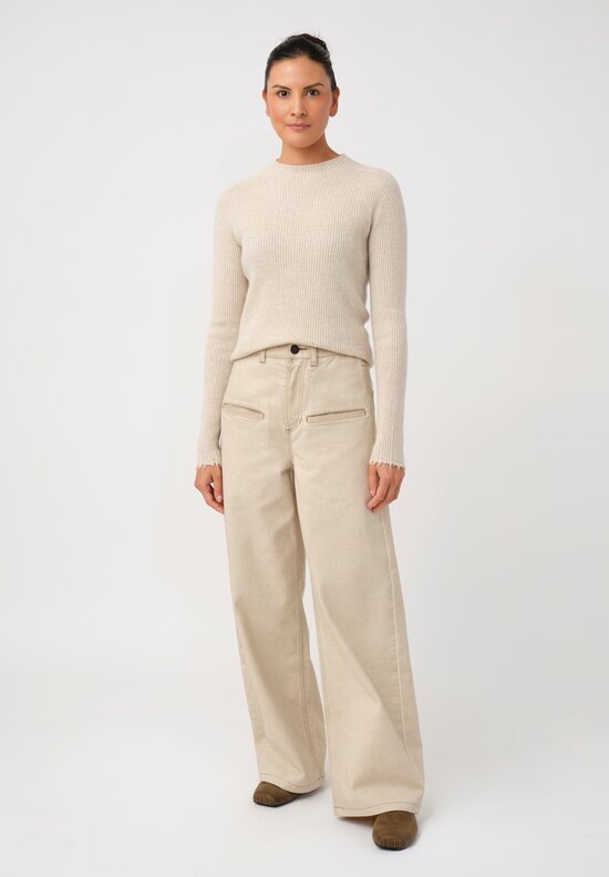 Uma Wang Wide-Leg Cotton Soho Jeans in Antique Pearl
