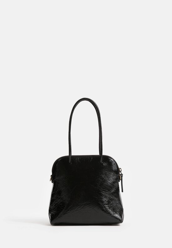 Uma Wang Small Laminated Calfskin Leather Satchel Jet Black