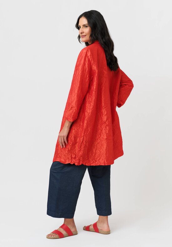 Daniela Gregis Washed Silk Punto Bianco Coat in Red Arancio